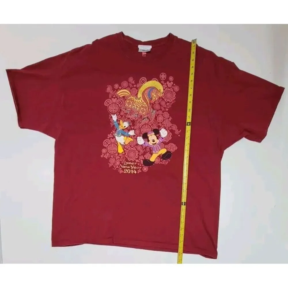 Disney Parks Lunar New Year 2014 Chinese Red Adult Size‎ 3XL Mickey Donald